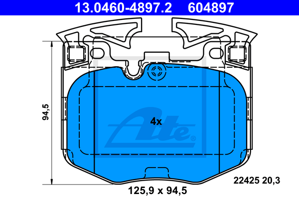 ATE 13.0460-4897.2 Kit pastiglie freno, Freno a disco