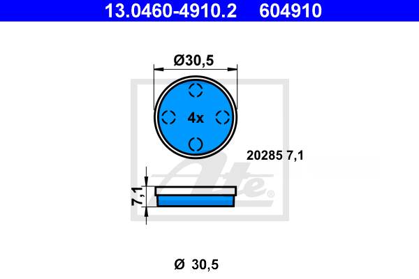 ATE 13.0460-4910.2 Kit pastiglie freno, Freno a disco