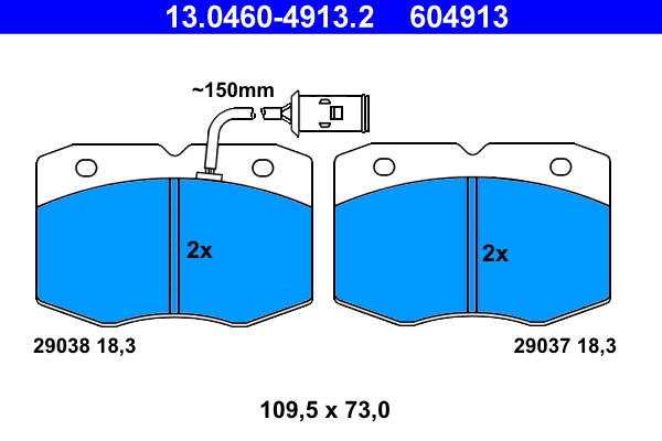 ATE 13.0460-4913.2 Bremsbelagsatz, Scheibenbremse