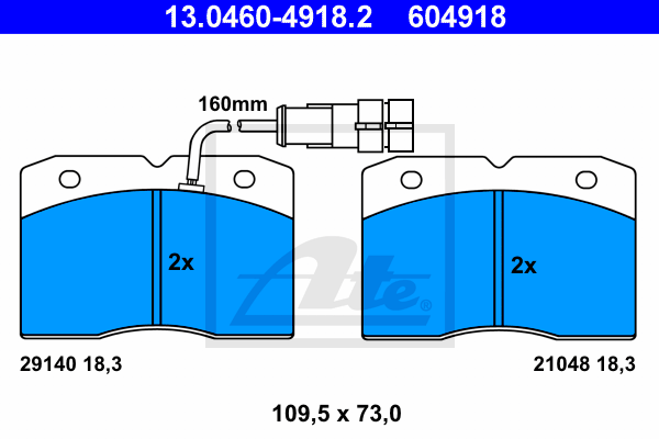ATE 13.0460-4918.2 Kit pastiglie freno, Freno a disco
