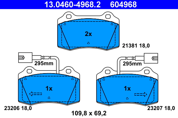 ATE 13.0460-4968.2 Bremsbelagsatz, Scheibenbremse