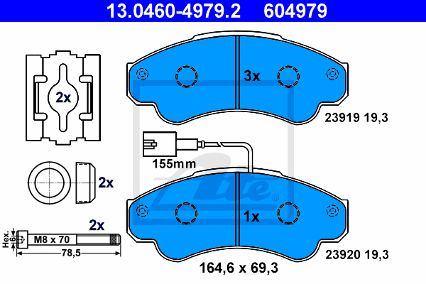 ATE 13.0460-4979.2 Kit pastiglie freno, Freno a disco