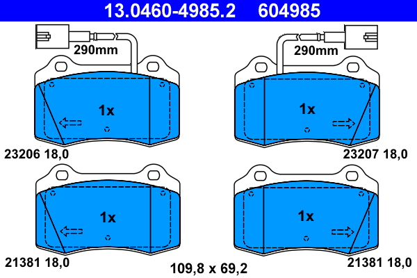 ATE 13.0460-4985.2 Bremsbelagsatz, Scheibenbremse