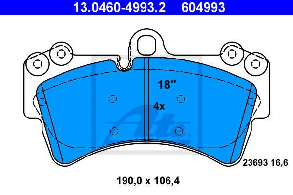 ATE 13.0460-4993.2 Kit pastiglie freno, Freno a disco