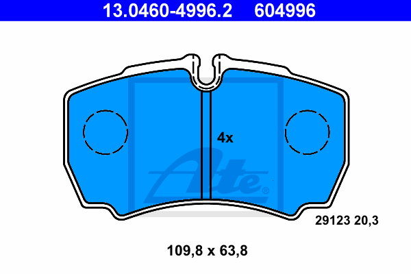 ATE 13.0460-4996.2 Kit pastiglie freno, Freno a disco-Kit pastiglie freno, Freno a disco-Ricambi Euro