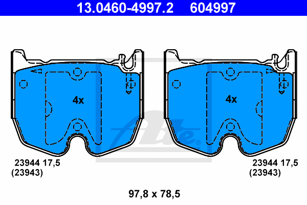 ATE 13.0460-4997.2 Kit pastiglie freno, Freno a disco