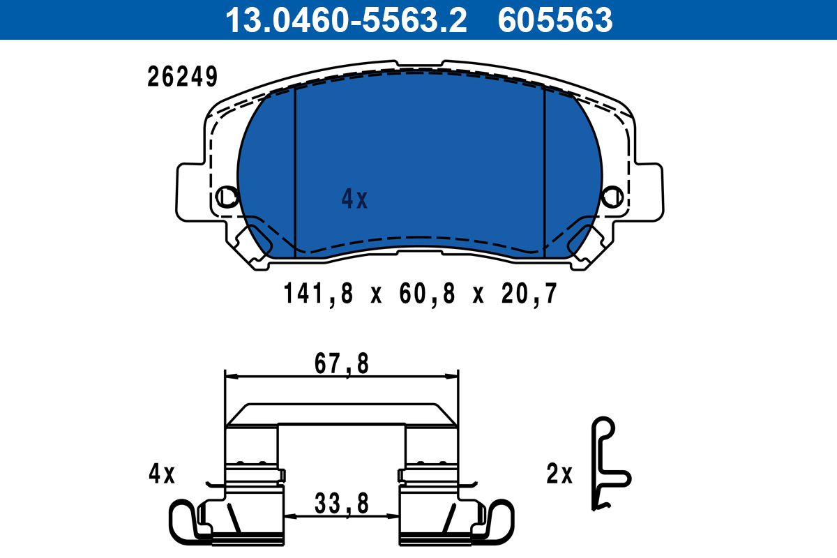 ATE 13.0460-5563.2 Bremsbelagsatz, Scheibenbremse