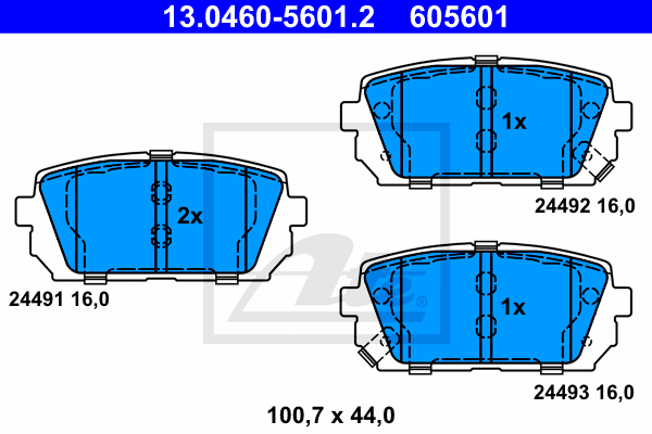 ATE 13.0460-5601.2 Kit pastiglie freno, Freno a disco-Kit pastiglie freno, Freno a disco-Ricambi Euro