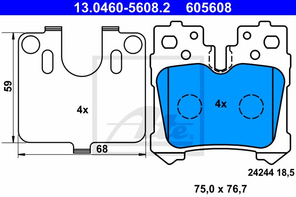 ATE 13.0460-5608.2 Kit pastiglie freno, Freno a disco