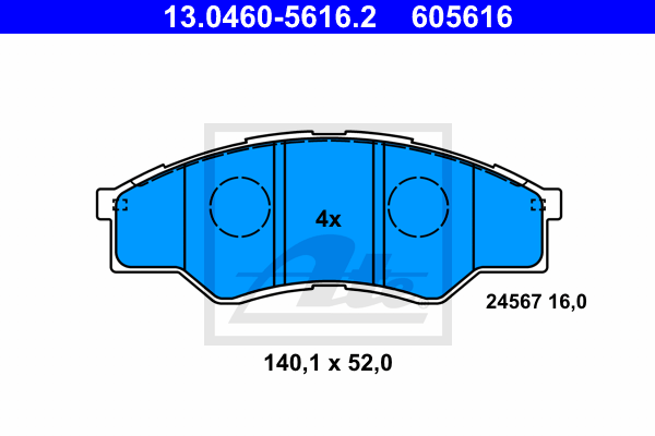 ATE 13.0460-5616.2 Kit pastiglie freno, Freno a disco