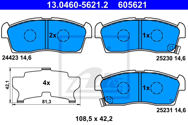 ATE 13.0460-5621.2 Kit pastiglie freno, Freno a disco