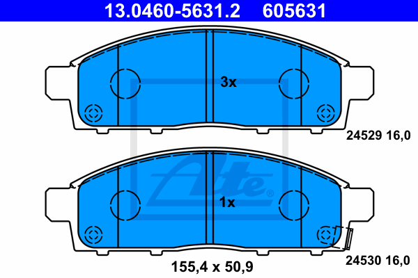 ATE 13.0460-5631.2 Kit pastiglie freno, Freno a disco