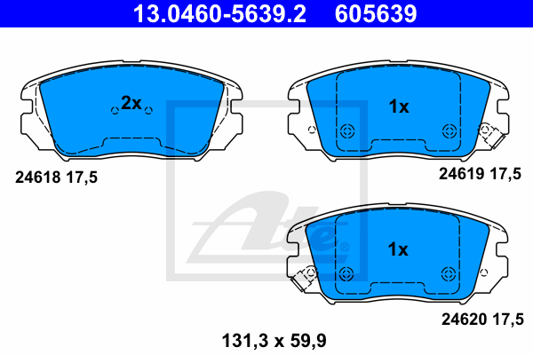 ATE 13.0460-5639.2 Kit pastiglie freno, Freno a disco-Kit pastiglie freno, Freno a disco-Ricambi Euro