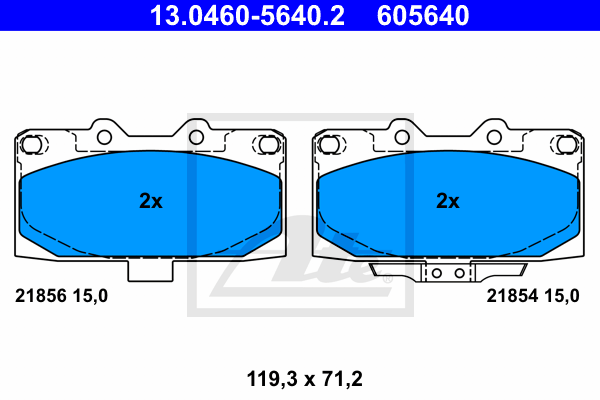 ATE 13.0460-5640.2 Kit pastiglie freno, Freno a disco