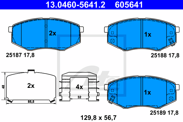 ATE 13.0460-5641.2 Kit pastiglie freno, Freno a disco