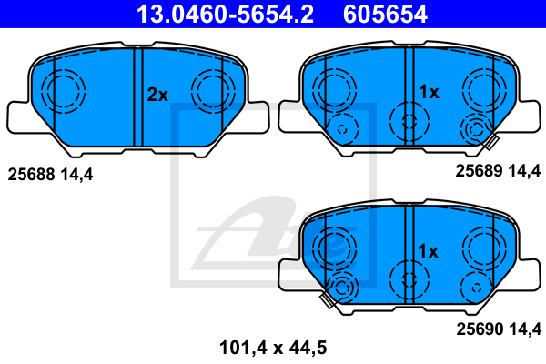 ATE 13.0460-5654.2 Kit pastiglie freno, Freno a disco-Kit pastiglie freno, Freno a disco-Ricambi Euro