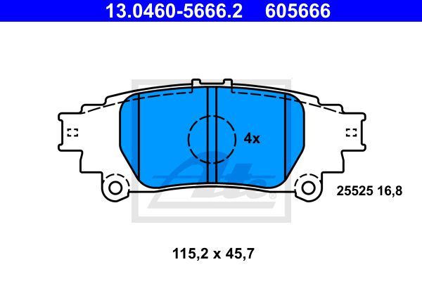 ATE 13.0460-5666.2 Kit pastiglie freno, Freno a disco-Kit pastiglie freno, Freno a disco-Ricambi Euro