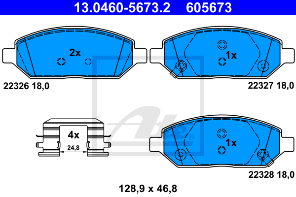 ATE 13.0460-5673.2 Kit pastiglie freno, Freno a disco