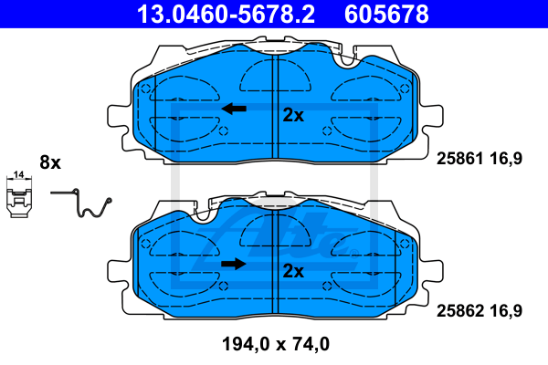 ATE 13.0460-5678.2 Kit pastiglie freno, Freno a disco