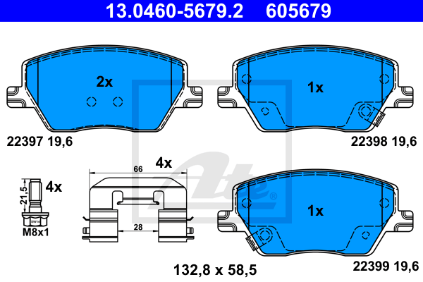 ATE 13.0460-5679.2 Kit pastiglie freno, Freno a disco