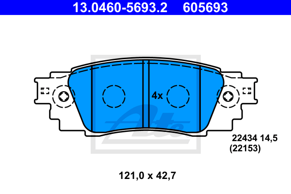 ATE 13.0460-5693.2 Kit pastiglie freno, Freno a disco-Kit pastiglie freno, Freno a disco-Ricambi Euro