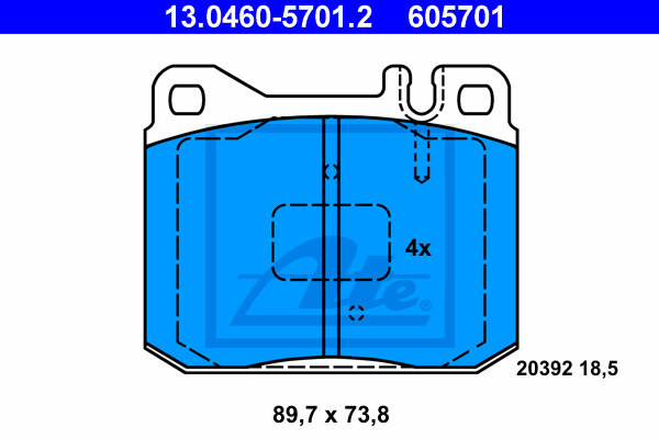 ATE 13.0460-5701.2 Kit pastiglie freno, Freno a disco