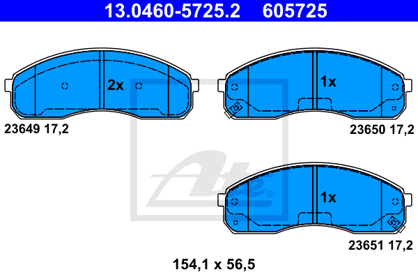 ATE 13.0460-5725.2 Kit pastiglie freno, Freno a disco