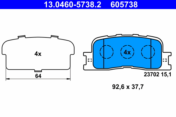 ATE 13.0460-5738.2 Bremsbelagsatz, Scheibenbremse