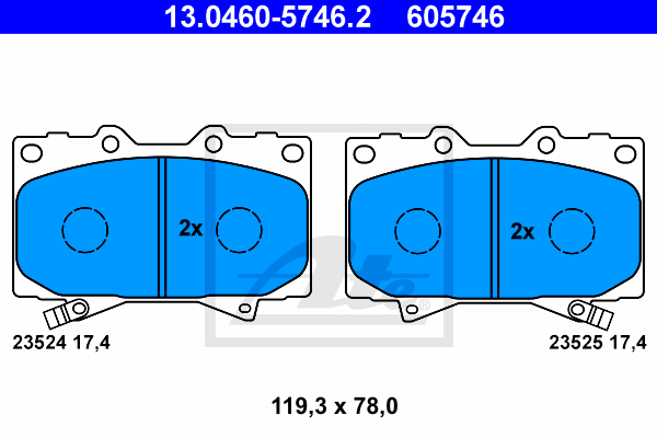 ATE 13.0460-5746.2 Kit pastiglie freno, Freno a disco-Kit pastiglie freno, Freno a disco-Ricambi Euro