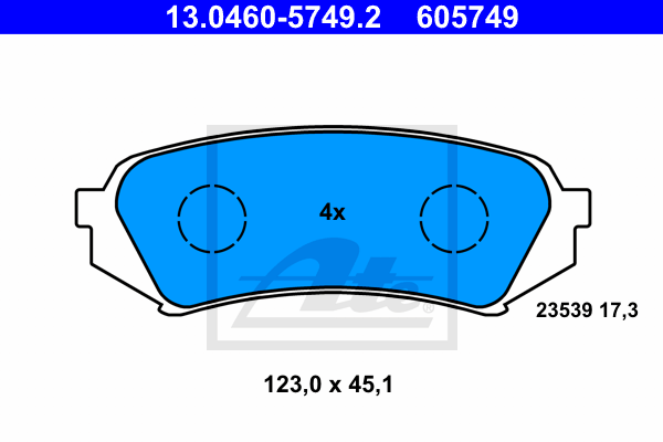 ATE 13.0460-5749.2 Kit pastiglie freno, Freno a disco-Kit pastiglie freno, Freno a disco-Ricambi Euro