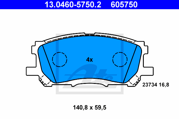 ATE 13.0460-5750.2 Kit pastiglie freno, Freno a disco