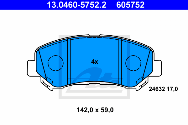 ATE 13.0460-5752.2 Kit pastiglie freno, Freno a disco-Kit pastiglie freno, Freno a disco-Ricambi Euro