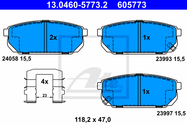 ATE 13.0460-5773.2 Kit pastiglie freno, Freno a disco