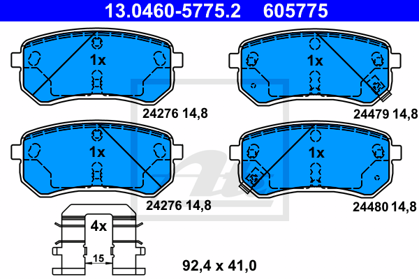 ATE 13.0460-5775.2 Kit pastiglie freno, Freno a disco