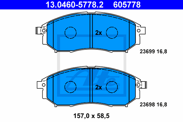 ATE 13.0460-5778.2 Kit pastiglie freno, Freno a disco-Kit pastiglie freno, Freno a disco-Ricambi Euro