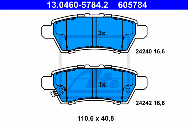 ATE 13.0460-5784.2 Kit pastiglie freno, Freno a disco-Kit pastiglie freno, Freno a disco-Ricambi Euro