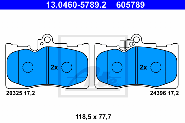 ATE 13.0460-5789.2 Kit pastiglie freno, Freno a disco