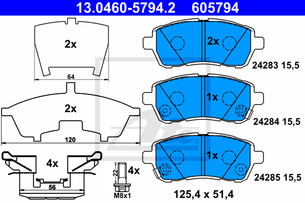 ATE 13.0460-5794.2 Kit pastiglie freno, Freno a disco