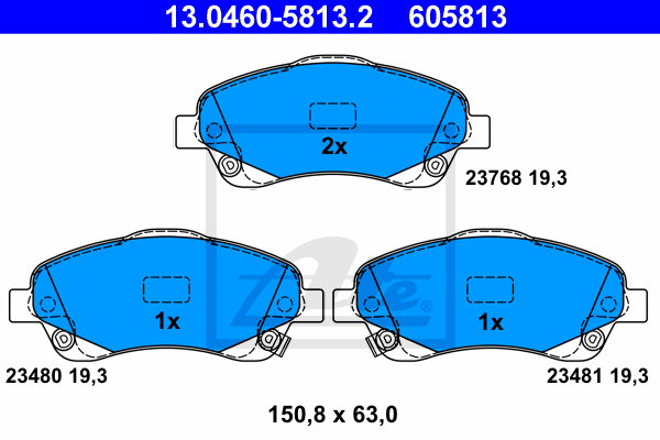 ATE 13.0460-5813.2 Kit pastiglie freno, Freno a disco