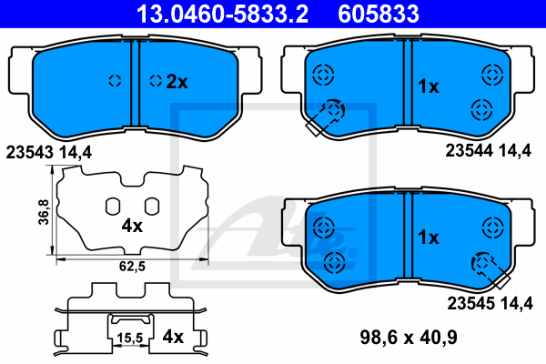 ATE 13.0460-5833.2 Kit pastiglie freno, Freno a disco