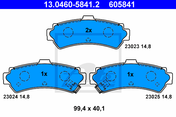 ATE 13.0460-5841.2 Kit pastiglie freno, Freno a disco