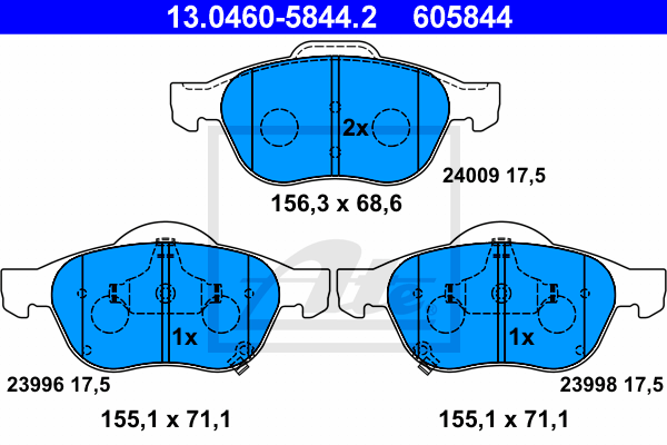 ATE 13.0460-5844.2 Kit pastiglie freno, Freno a disco