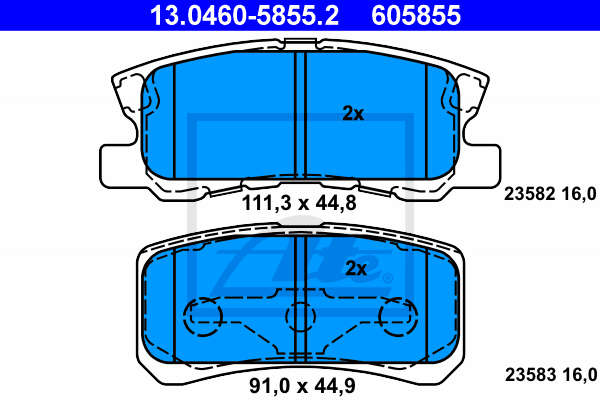 ATE 13.0460-5855.2 Kit pastiglie freno, Freno a disco