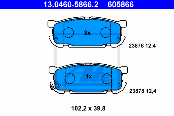 ATE 13.0460-5866.2 Kit pastiglie freno, Freno a disco