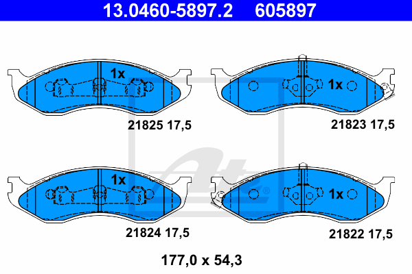 ATE 13.0460-5897.2 Kit pastiglie freno, Freno a disco