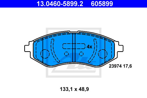 ATE 13.0460-5899.2 Kit pastiglie freno, Freno a disco-Kit pastiglie freno, Freno a disco-Ricambi Euro