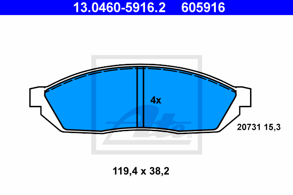 ATE 13.0460-5916.2 Kit pastiglie freno, Freno a disco-Kit pastiglie freno, Freno a disco-Ricambi Euro