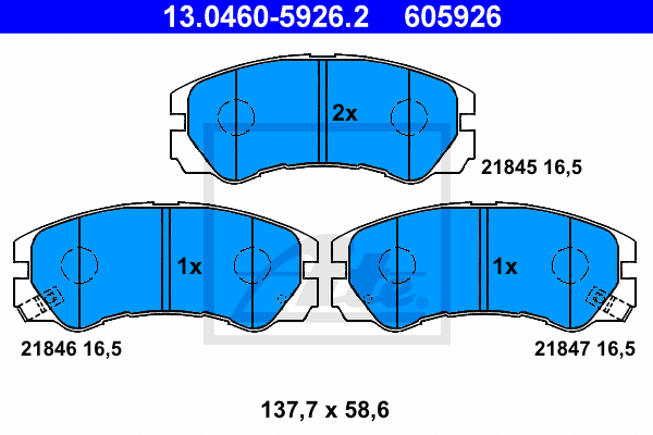 ATE 13.0460-5926.2 Kit pastiglie freno, Freno a disco