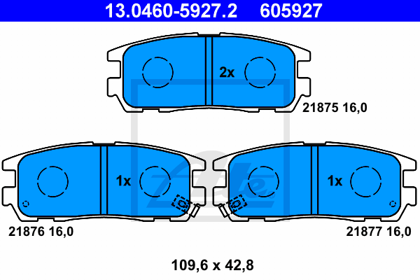 ATE 13.0460-5927.2 Kit pastiglie freno, Freno a disco-Kit pastiglie freno, Freno a disco-Ricambi Euro