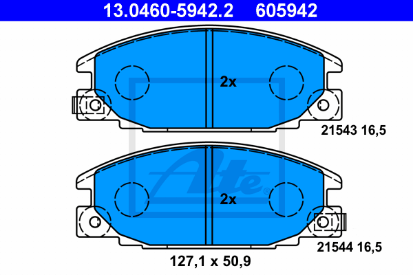 ATE 13.0460-5942.2 Kit pastiglie freno, Freno a disco-Kit pastiglie freno, Freno a disco-Ricambi Euro